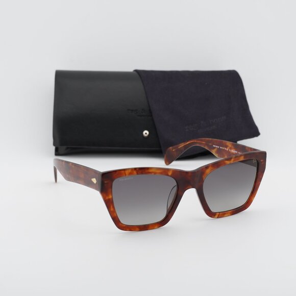 Rag & Bone RNB1046/G/S 09N4 WJ Square Sunglasses - Havana/Grey Polarized main image 5